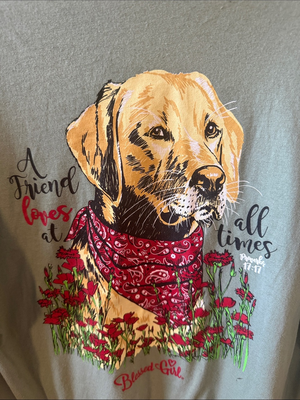 NWT-Red Bandana Yellow Lab Dog Graphic Tee